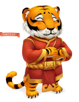 Tiger. Funny animal in the Chinese zodiac, Chinese calendar, 3d vector icon