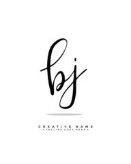 B J BJ initial logo signature vector. Handwriting concept logo