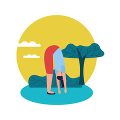 Girl doing yoga pose vector design