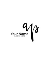 A P AP initial logo signature vector. Handwriting concept logo