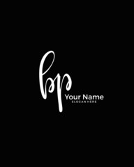 B P BP initial logo signature vector. Handwriting concept logo