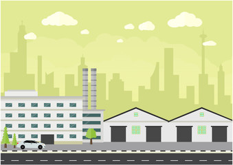 Warehouse and industrial building flat design