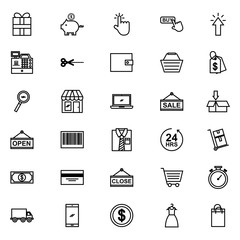 commerce on line set icons