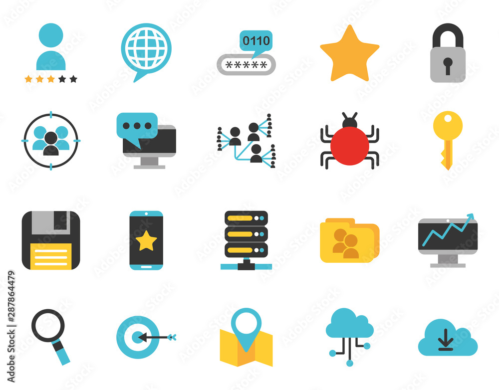 Poster bundle of data center set icons