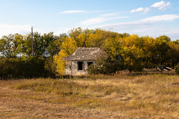 Old abandoned farm house in rural Saskatchewan