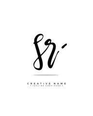 S R SR initial logo signature vector. Handwriting concept logo.