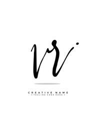 V R VR initial logo signature vector. Handwriting concept logo.
