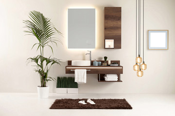 wood design bathroom and interior design. decorative objects for the home, office, hotel