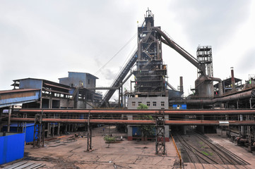 Luannan County, Hebei Province, China - September 4, 2014. Workshop and external environment of a steelmaking plant.