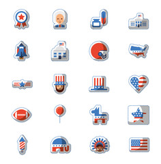 independence day united states of america icons