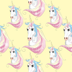 Unicorn Rainbow seamless pattern, girls scrapbook paper.