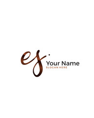 E S ES initial logo signature vector. Handwriting concept logo.