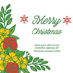 Bright card merry christmas, with pattern of seamless colorful flower frame. Vector