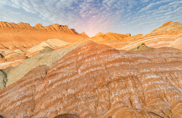 Danxia red sandstone in the national geopark of Zhangye, Gansu, China