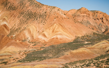 Danxia red sandstone in the national geopark of Zhangye, Gansu, China