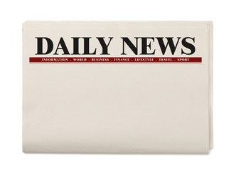 Blank Daily Newspaper isolated on white background, Daily Newspaper mock-up concept