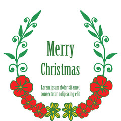 Elegant text merry christmas, with red wreath frame background. Vector