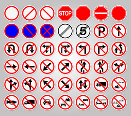 Set Traffic Signs,Prohibition,Warning Red circle Symbol Sign Isolate on White Background,Vector Illustration