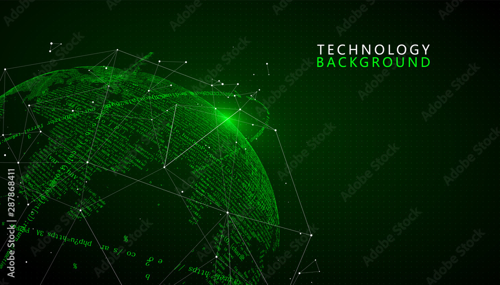 Aufkleber the earth is made up of digital codes., a sense of science and technology abstract graphics.