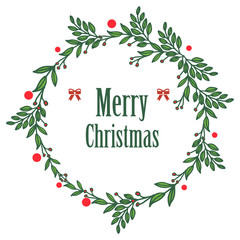 Ornate of green leafy flower frame, for elegant text letter of merry christmas. Vector