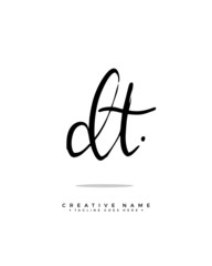 D T DT initial logo signature vector. Handwriting concept logo.