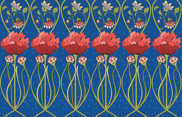 Floral seamless art Nouveau ornament