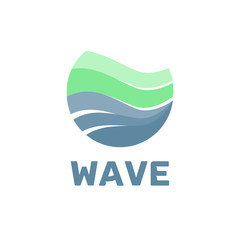 wave logo with color, rounded shape