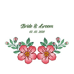 Vintage design pink flower frame, for ornate of various card bride and groom. Vector
