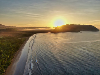 Amazing colorful sunrise at the beach in Costa Rica