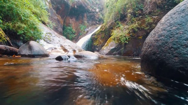 Tres Saltos in Huife,  small waterfall, Pucon Chile 
