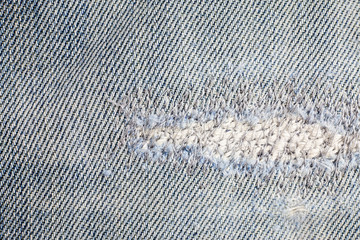 Jeans torn denim texture background.