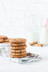 Classic oatmeal cookies with chocolate