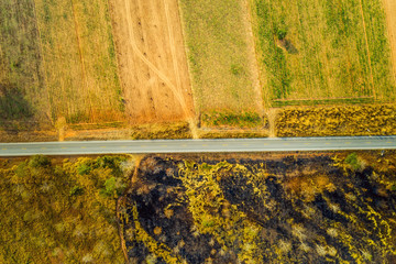 Naklejka premium top view road in countryside