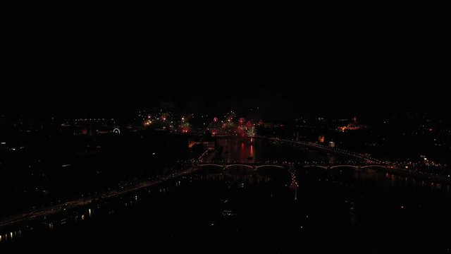 Big Fireworks in Budapest on the 20th of august hungarian national holiday. Captured with a DJi mavic pro 2 drone