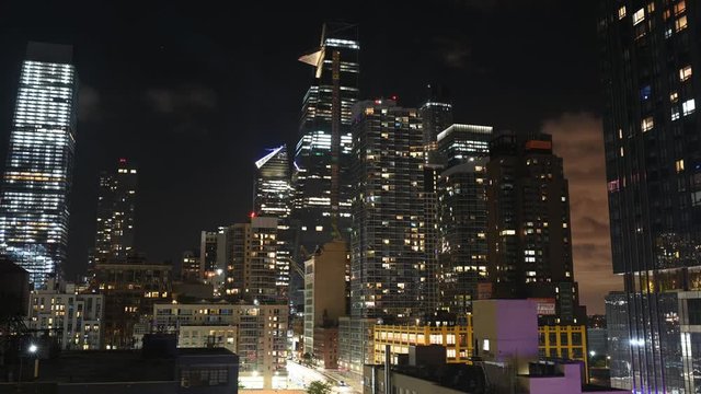 Midtown Manhattan NYC timelapse, Hells Kitchen to Hudson Yards area with amazing cloud cover movement