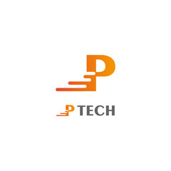 P Letter Technology Logo Template. Vector. Icon