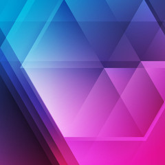 Obraz premium Blue and purple concept graphic design with glossy polygonal shapes. Abstract bright tech geometric background. Vector design
