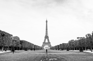 パリ　エッフェル塔　モノクロ
