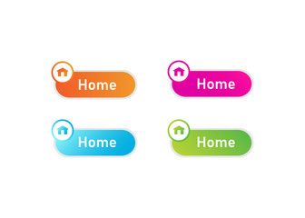 home support button design with home icon, in various colour vector