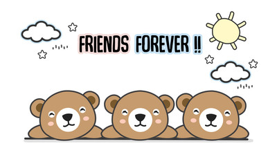 Friends forever bears vector illustration