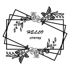Various elegant leaf flower frame silhouette for card design of hello spring. Vector