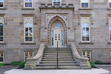 Fototapeta na wymiar Front steps of former Bishop's Palace, Charlottetown, Prince Edward Island