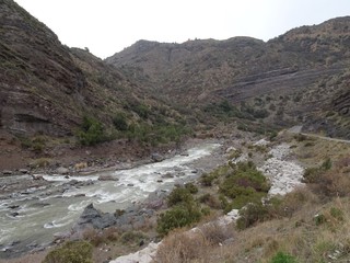 The Yeso River is a natural watercourse that forms of the thaws and then flows into the Maipo River, Chile