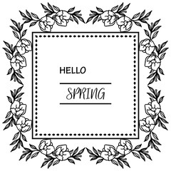 Hello spring with modern decorative element of leaf floral frame. Vector