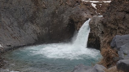 Naklejka premium El Yeso waterfall, in the Cajon del Maipo, Chile