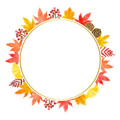 秋の植物　フレーム　水彩風