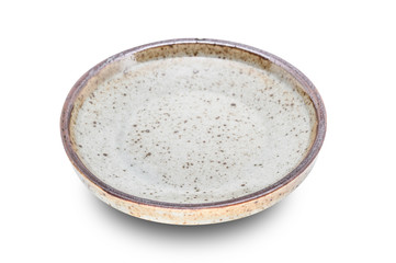 Brown plate isolated on white background.