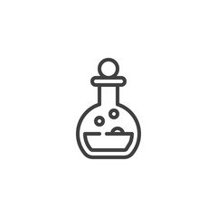 Elixir bottle line icon. linear style sign for mobile concept and web design. Potion flask outline vector icon. Alchemy symbol, logo illustration. Vector graphics
