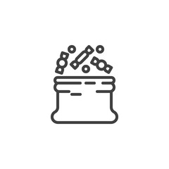 Halloween candies bag line icon. linear style sign for mobile concept and web design. Candy sack outline vector icon. Trick or treat symbol, logo illustration. Vector graphics