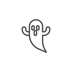 Halloween scary ghost line icon. linear style sign for mobile concept and web design. Spooky ghost outline vector icon. Symbol, logo illustration. Vector graphics